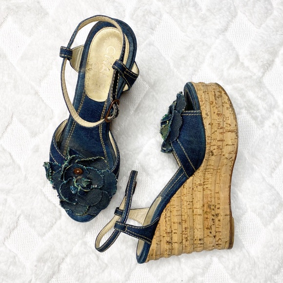CHANEL Shoes - CHANEL denim wedges